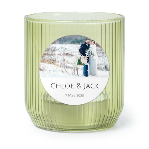 Fyrfadsholder i grønt glas med runde klistermærker – 6 stk