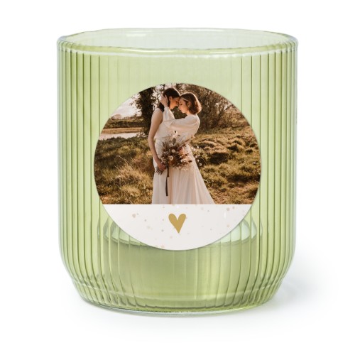 Personalised Green Glass Tealight Holder with Round Stickers – Set of 6