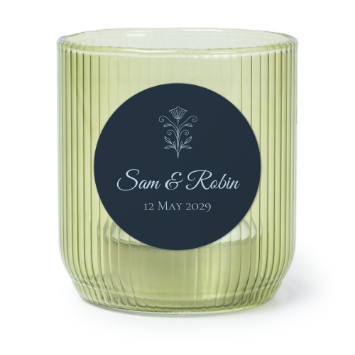 Photophore en verre vert avec autocollant rond - Lot de 6