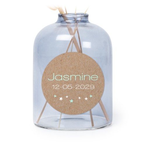 Petit vase verre bleu avec autocollant rond - Lot de 6