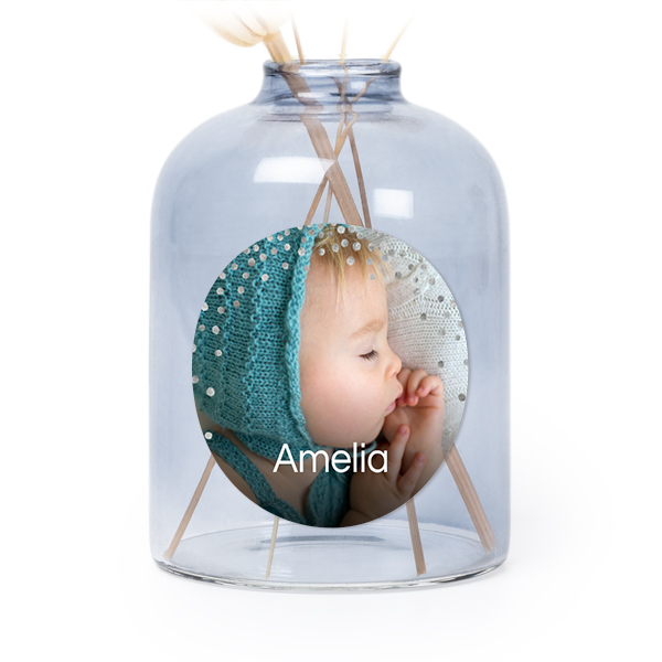 Glazen vaasjes blauw met ronde sticker - set van 6