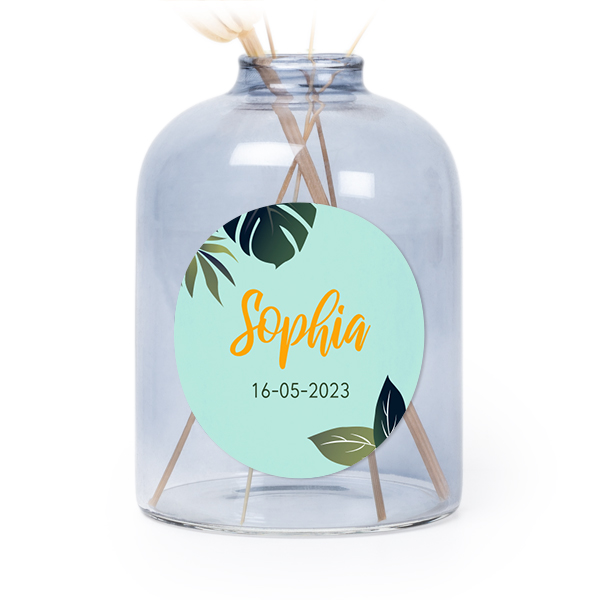 Små vaser blå med runde klistermerker - 6 stk