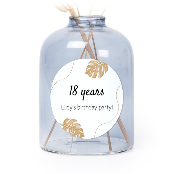 Personalised Blue Glass Vase with Round Stickers – Set of 6