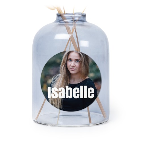 Personalised Blue Glass Vase with Round Stickers – Set of 6