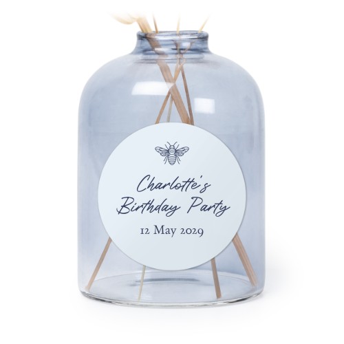 Små vaser blå med runde klistermerker - 6 stk