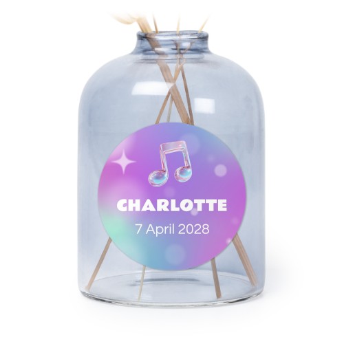 Personalised Blue Glass Vase with Round Stickers – Set of 6