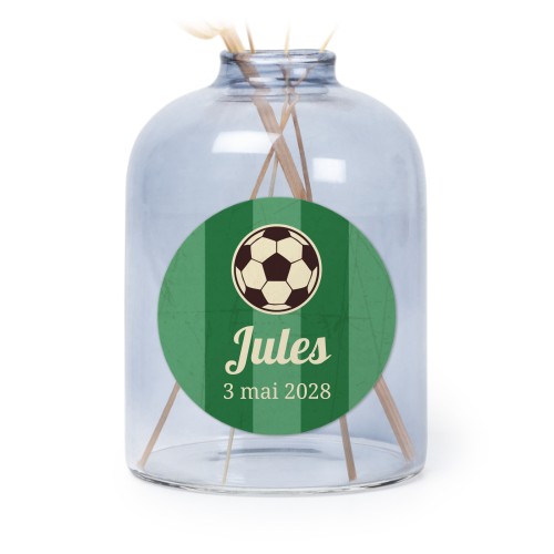 Petit vase verre bleu avec autocollant rond - Lot de 6