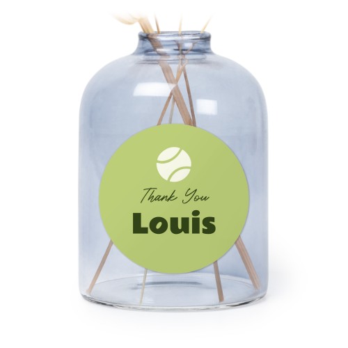 Blaue Mini-Glasvase mit runden Aufkleber - 6 Stk. 