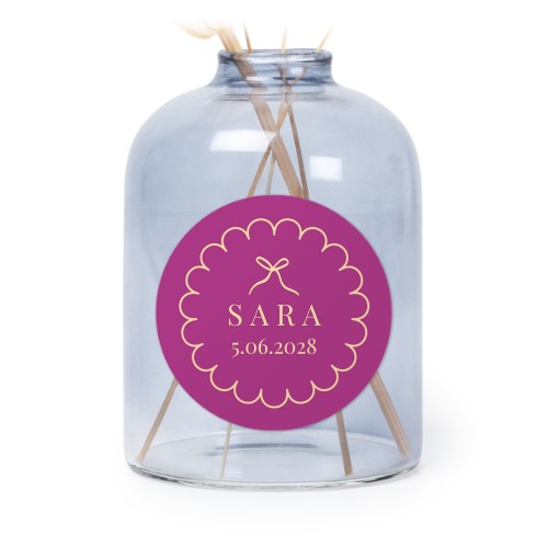 Personalised Blue Glass Vase with Round Stickers – Set of 6