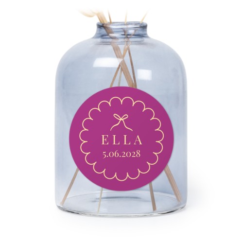 Petit vase verre bleu avec autocollant rond - Lot de 6