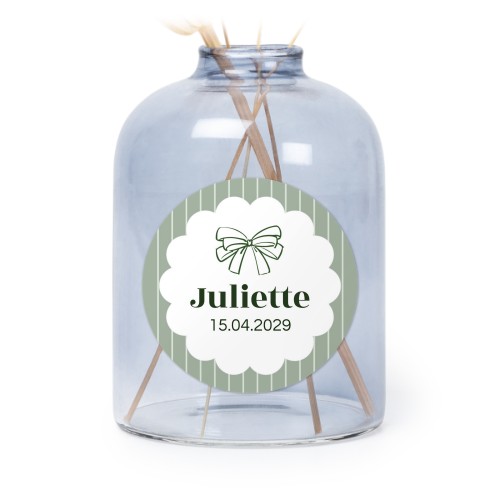 Glazen vaasjes blauw met ronde sticker - set van 6