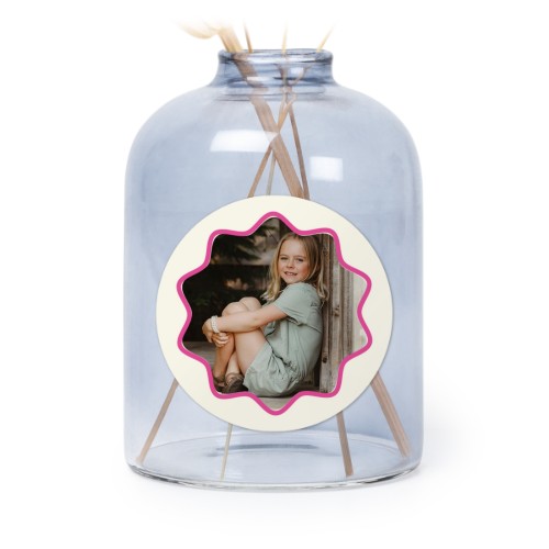 Glazen vaasjes blauw met ronde sticker - set van 6