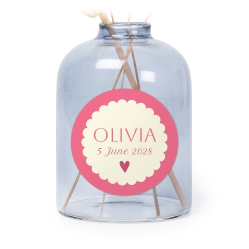 Glazen vaasjes blauw met ronde sticker - set van 6