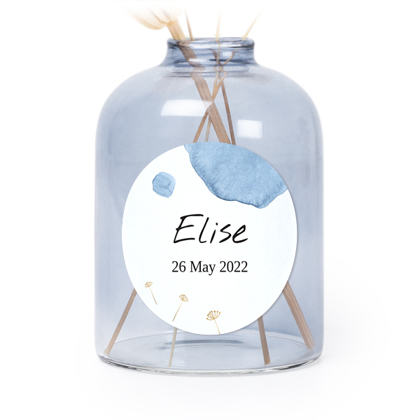 Petit vase verre bleu avec autocollant rond - Lot de 6 Petit vase verre bleu avec autocollant rond - Lot de 6