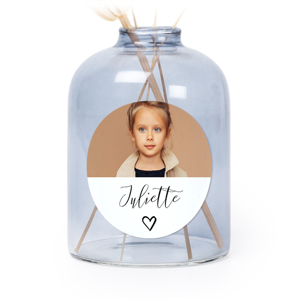 Glazen vaasjes blauw met ronde sticker - set van 6