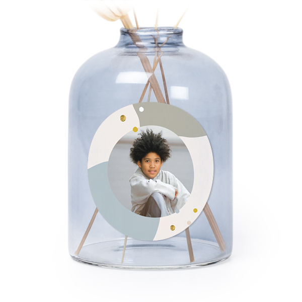 Glazen vaasjes blauw met ronde sticker - set van 6