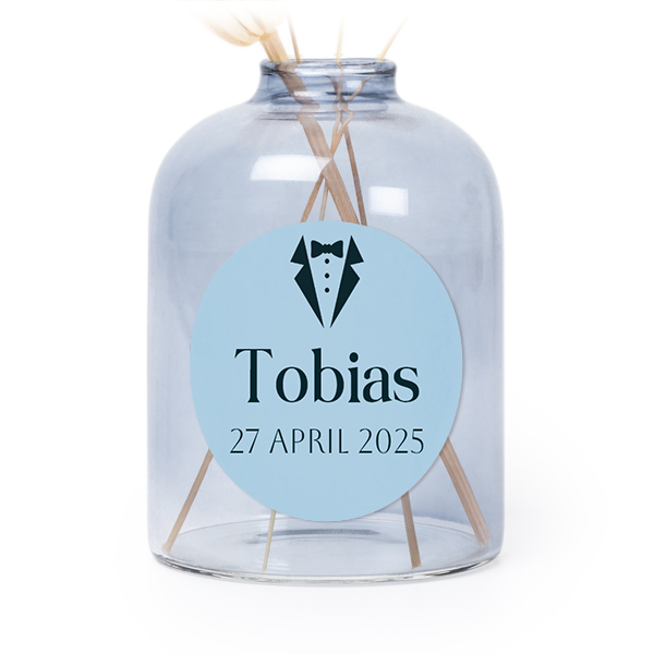 Små vaser blå med runde klistermerker - 6 stk