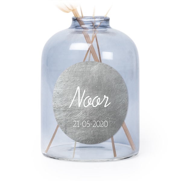 Petit vase verre bleu avec autocollant rond - Lot de 6 Petit vase verre bleu avec autocollant rond - Lot de 6
