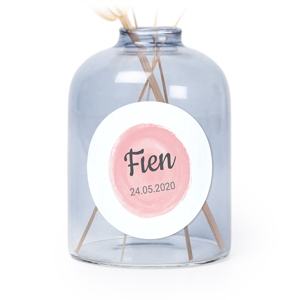 Personalised Blue Glass Vase with Round Stickers – Set of 6