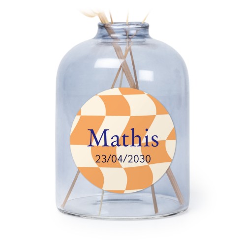 Små blå vaser med runde klistermærker – 6 stk