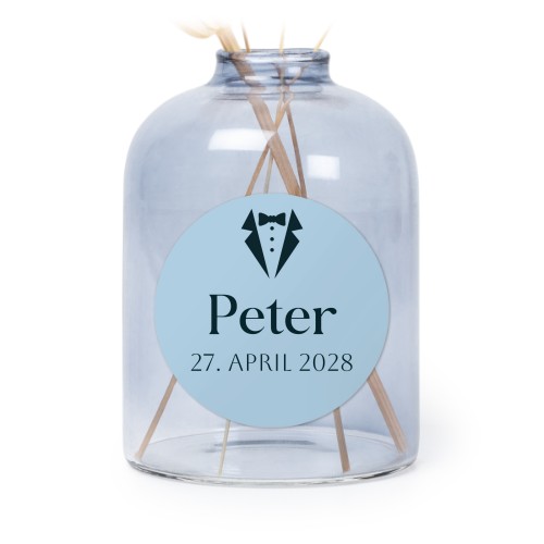 Små blå vaser med runde klistermærker – 6 stk Små blå vaser med runde klistermærker – 6 stk