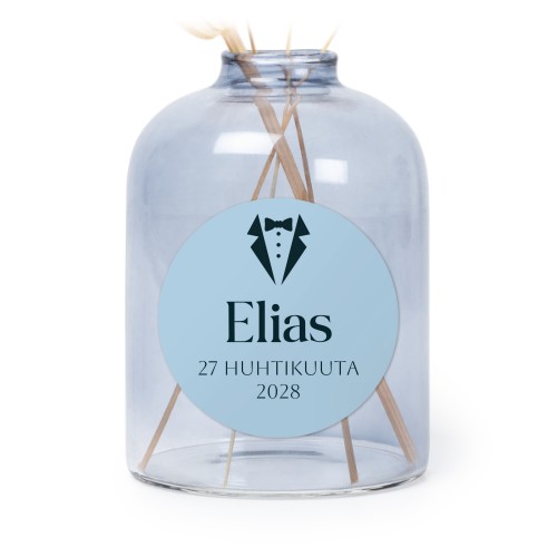 Pienet siniset maljakot pyöreillä tarroilla – 6 kpl