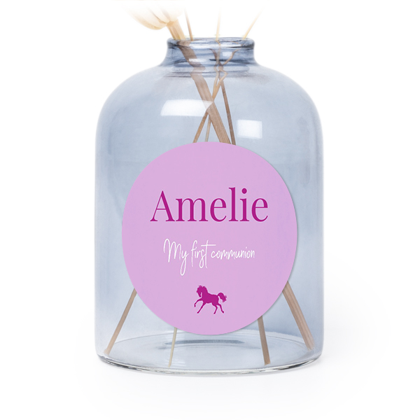 Glazen vaasjes blauw met ronde sticker - set van 6