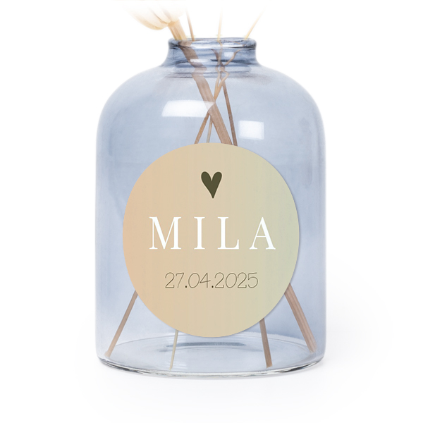 Petit vase verre bleu avec autocollant rond - Lot de 6 Petit vase verre bleu avec autocollant rond - Lot de 6
