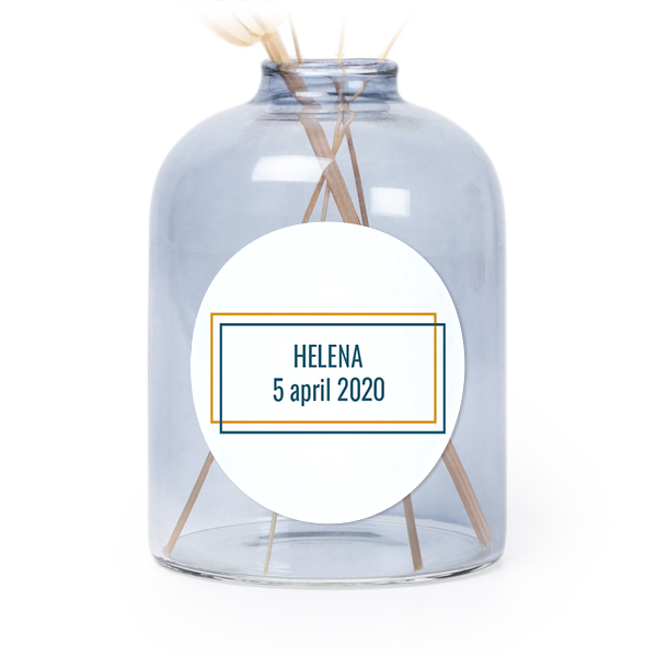Petit vase verre bleu avec autocollant rond - Lot de 6 Petit vase verre bleu avec autocollant rond - Lot de 6