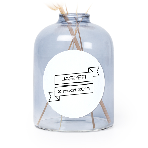 Petit vase verre bleu avec autocollant rond - Lot de 6