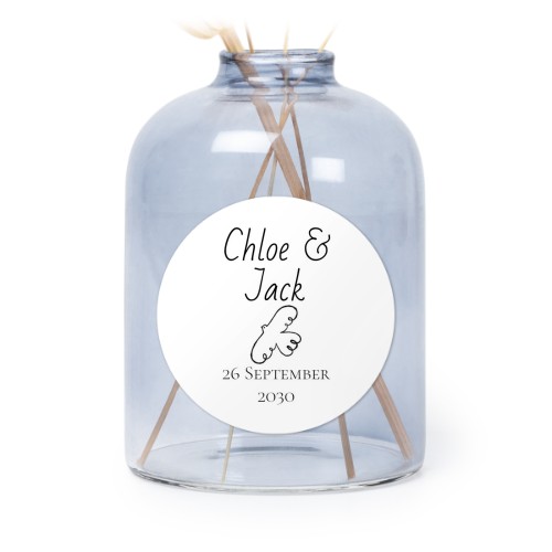 Personalised Blue Glass Vase with Round Stickers – Set of 6