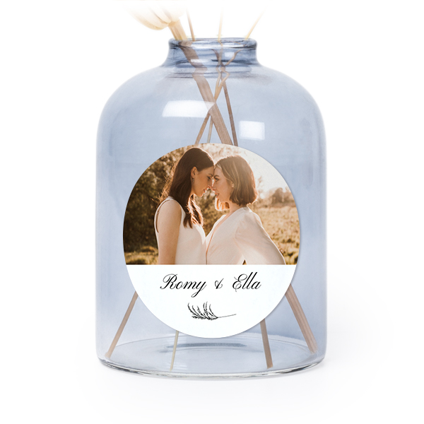 Personalised Blue Glass Vase with Round Stickers – Set of 6