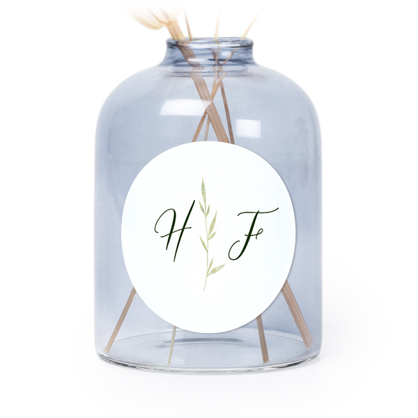 Petit vase verre bleu avec autocollant rond - Lot de 6 Petit vase verre bleu avec autocollant rond - Lot de 6