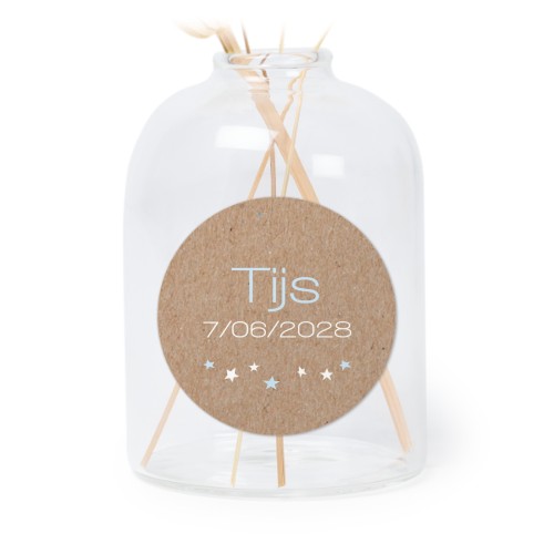 Personalised Clear Glass Vase with Round Stickers – Set of 6