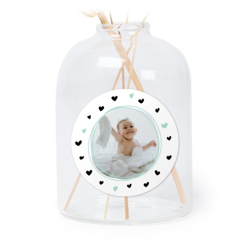 Personalised Clear Glass Vase with Round Stickers – Set of 6