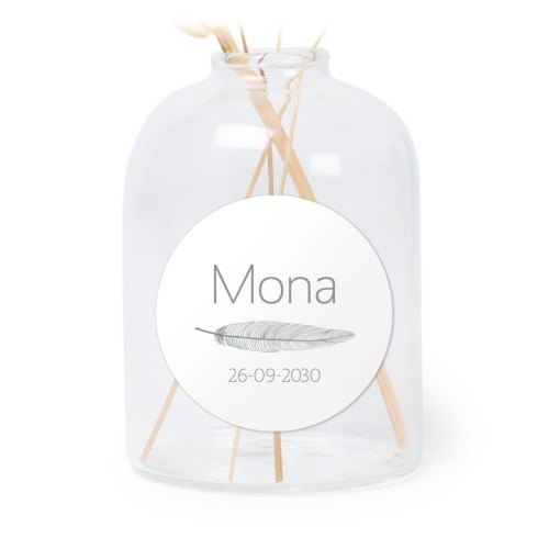 Personalised Clear Glass Vase with Round Stickers – Set of 6