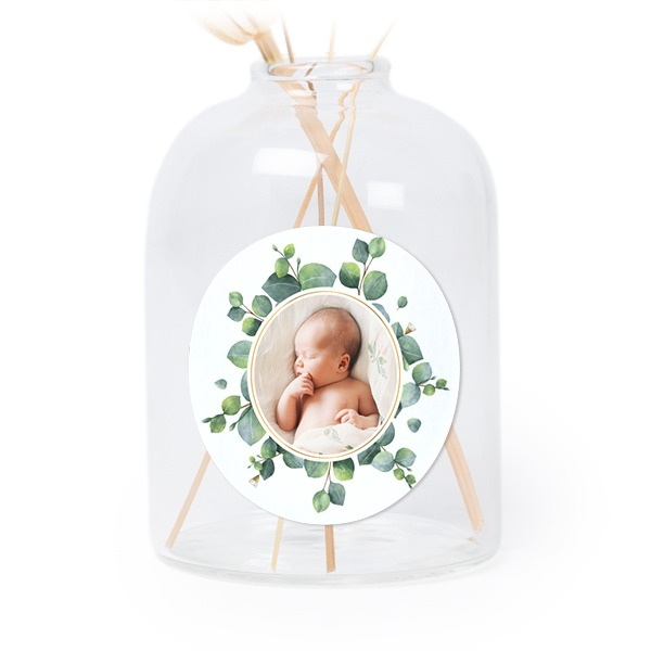 Petit vase verre transparent avec autocollant rond - Lot de 6 Petit vase verre transparent avec autocollant rond - Lot de 6