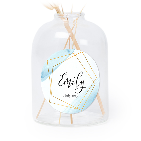 Petit vase verre transparent avec autocollant rond - Lot de 6