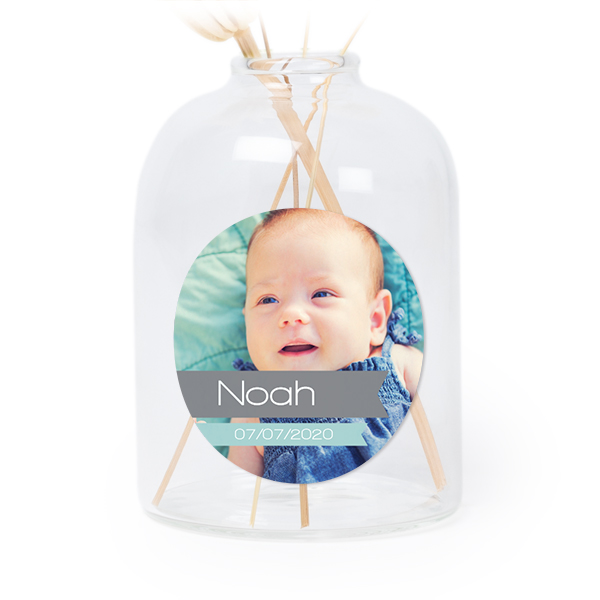 Glazen vaasjes doorzichtig met ronde sticker - set van 6