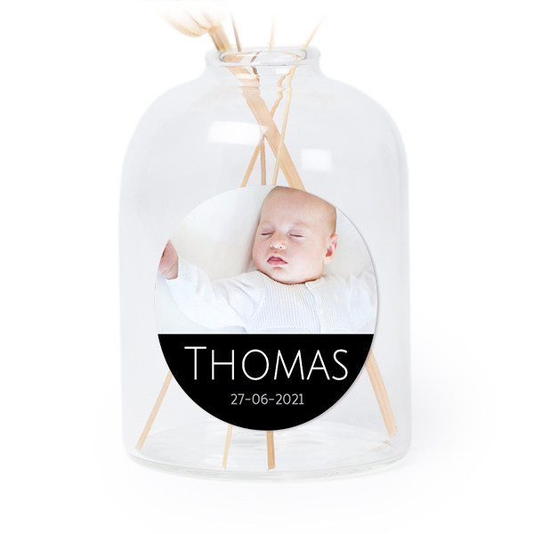 Personalised Clear Glass Vase with Round Stickers – Set of 6