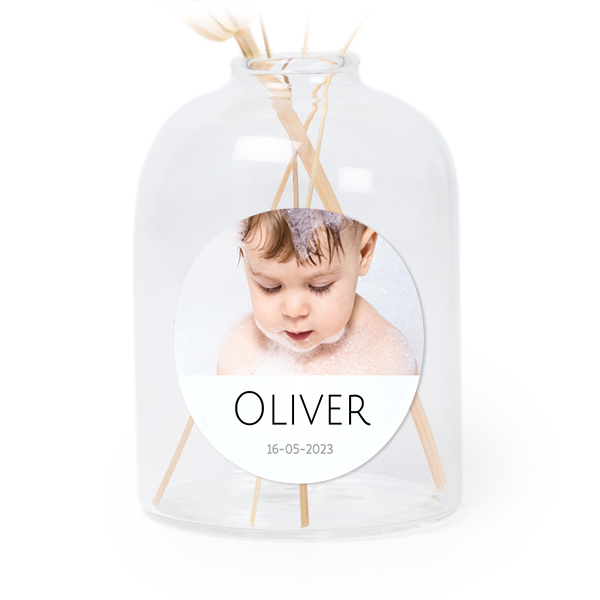 Personalised Clear Glass Vase with Round Stickers – Set of 6