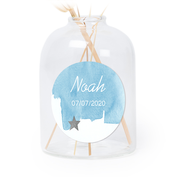 Glazen vaasjes doorzichtig met ronde sticker - set van 6 Glazen vaasjes doorzichtig met ronde sticker - set van 6