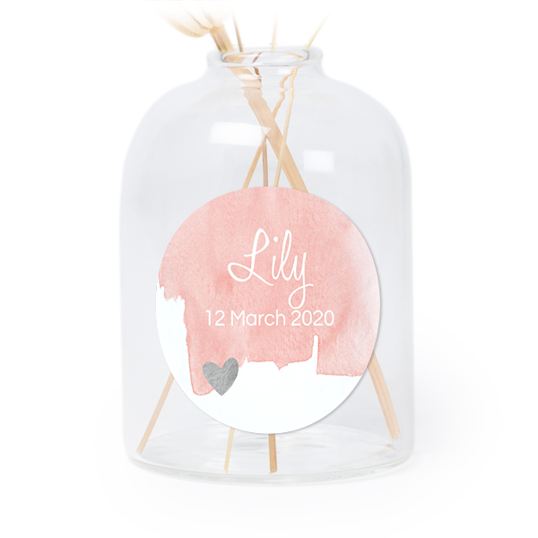 Petit vase verre transparent avec autocollant rond - Lot de 6 Petit vase verre transparent avec autocollant rond - Lot de 6