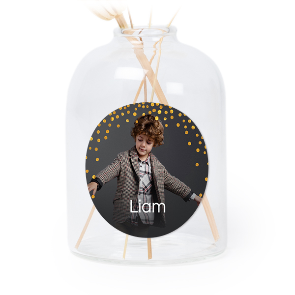 Glazen vaasjes doorzichtig met ronde sticker - set van 6