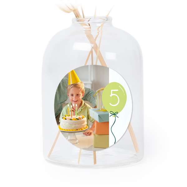Petit vase verre transparent avec autocollant rond - Lot de 6