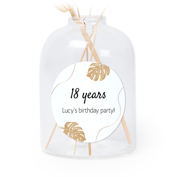 Personalised Clear Glass Vase with Round Stickers – Set of 6