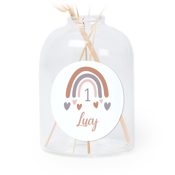 Petit vase verre transparent avec autocollant rond - Lot de 6 Petit vase verre transparent avec autocollant rond - Lot de 6