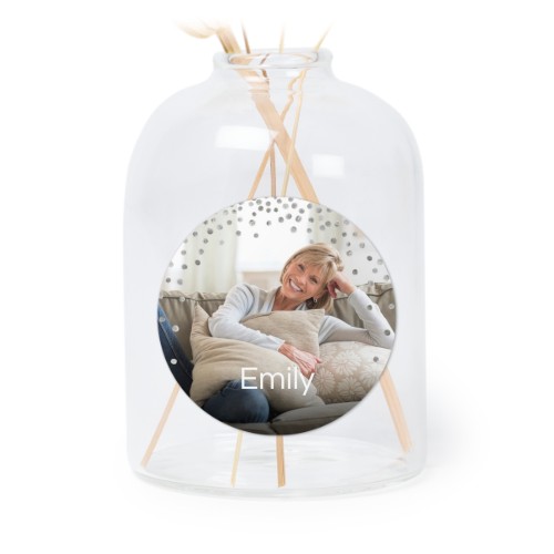 Personalised Clear Glass Vase with Round Stickers – Set of 6