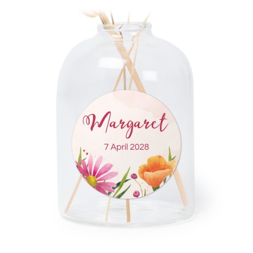 Glazen vaasjes doorzichtig met ronde sticker - set van 6 Glazen vaasjes doorzichtig met ronde sticker - set van 6