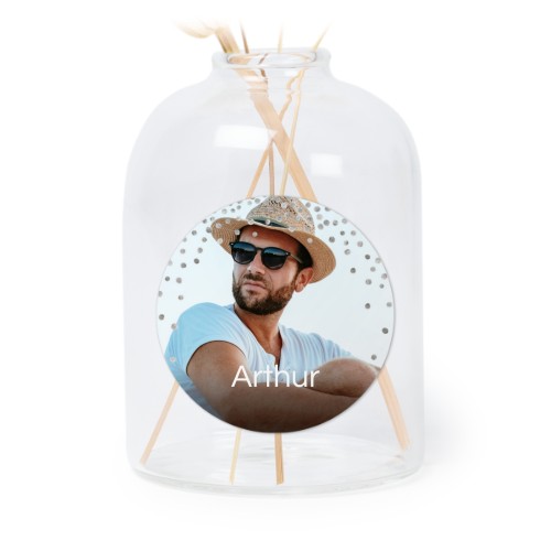 Personalised Clear Glass Vase with Round Stickers – Set of 6